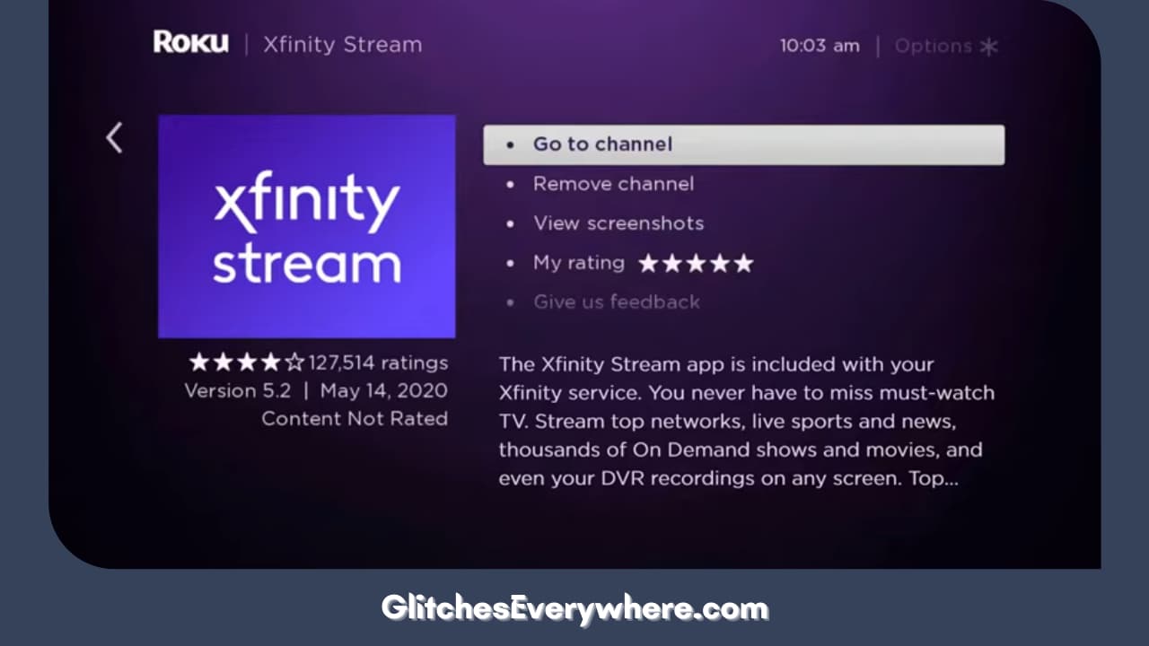 Open The Xfinity Channel On Your Roku Tv