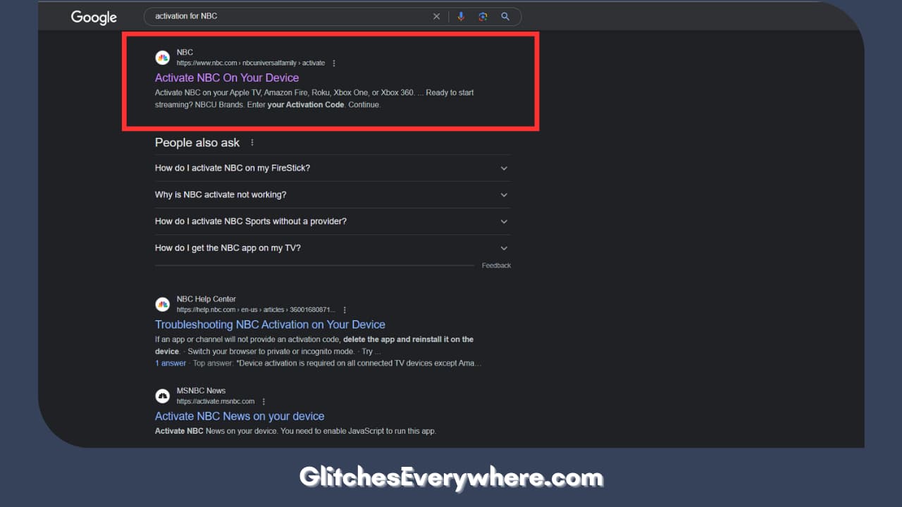 Run The Official Webpage Of Activation For Nbc